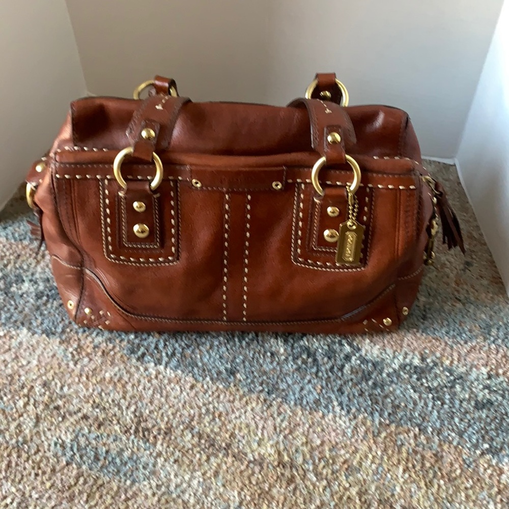 COPY - Coach Hamptons Andrea Limited Edition Cognac Brown Leather Satchel 71%